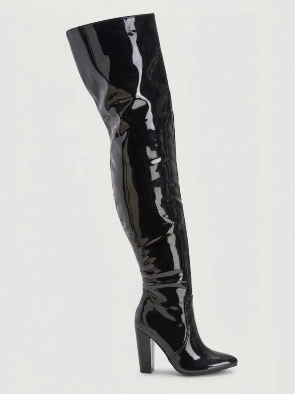Patent Leather Over-The-Knee High Heel Boots